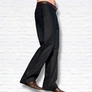 Island Importer Black Linen Wide Leg Pants Size 38 W X 26" Mens